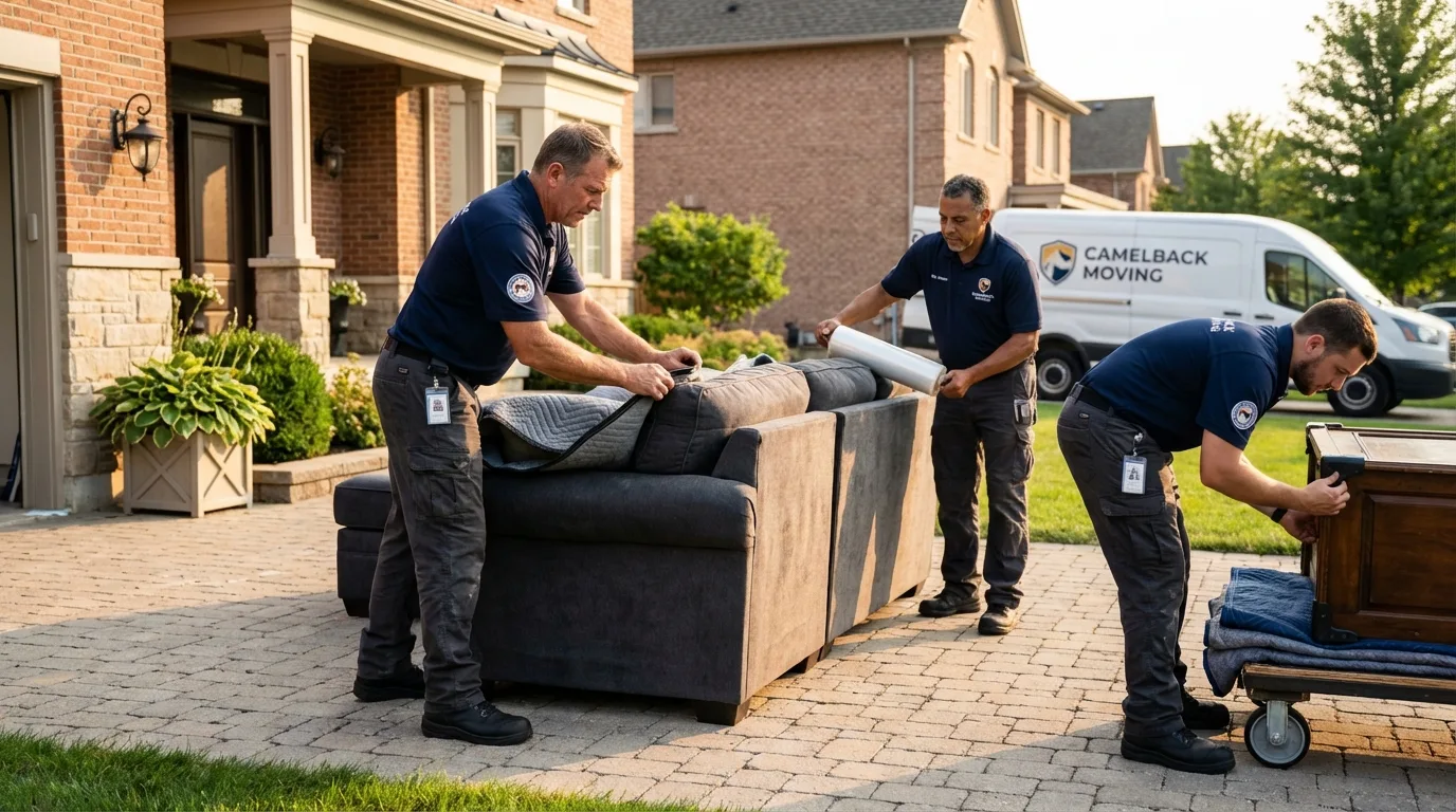 Large estate moving crew wrapping furniture in Hopatcong, NJ
