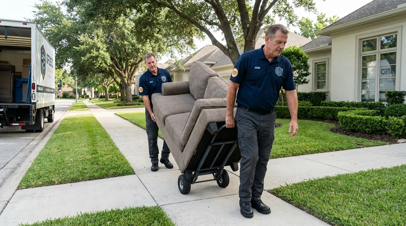 Local residential moving crew loading furniture in Hopatcong, NJ