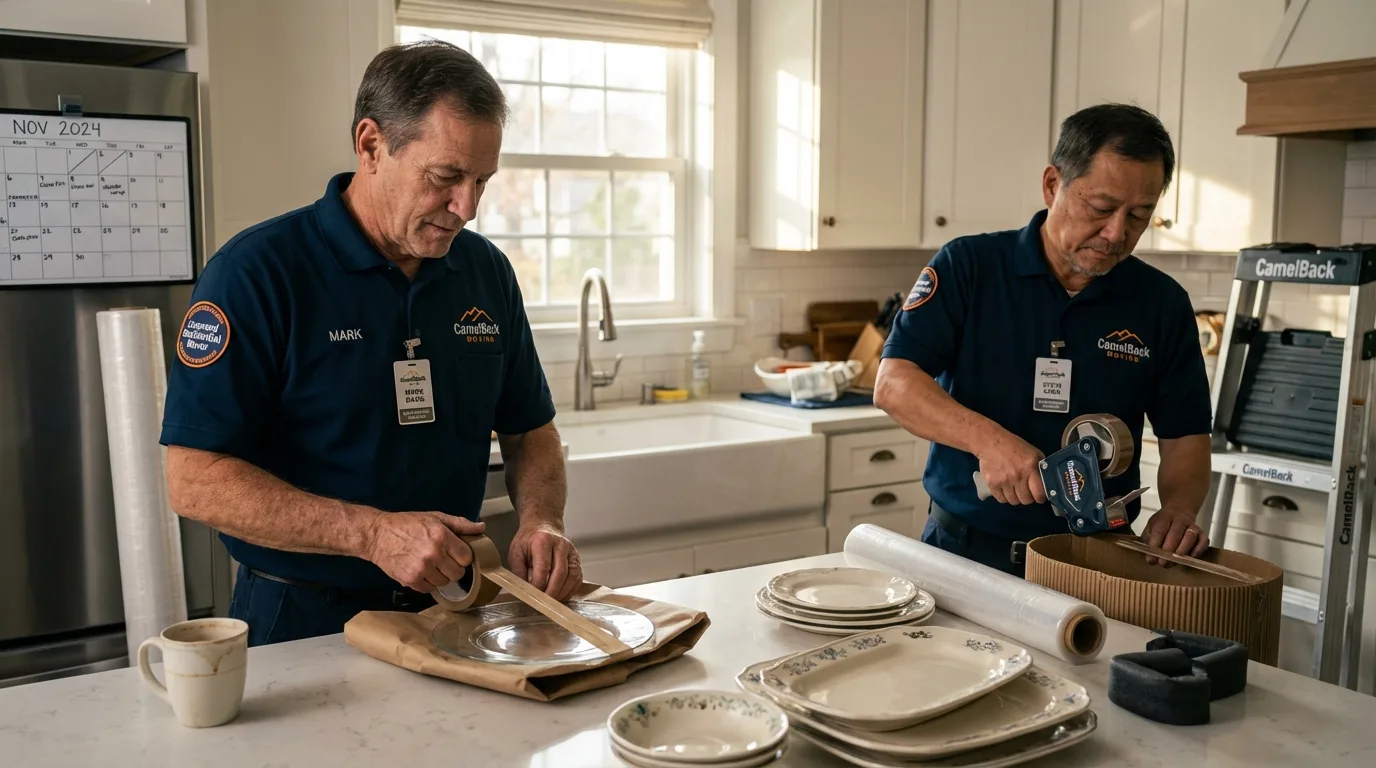 Professional crew packing kitchen dishware in Hopatcong, NJ
